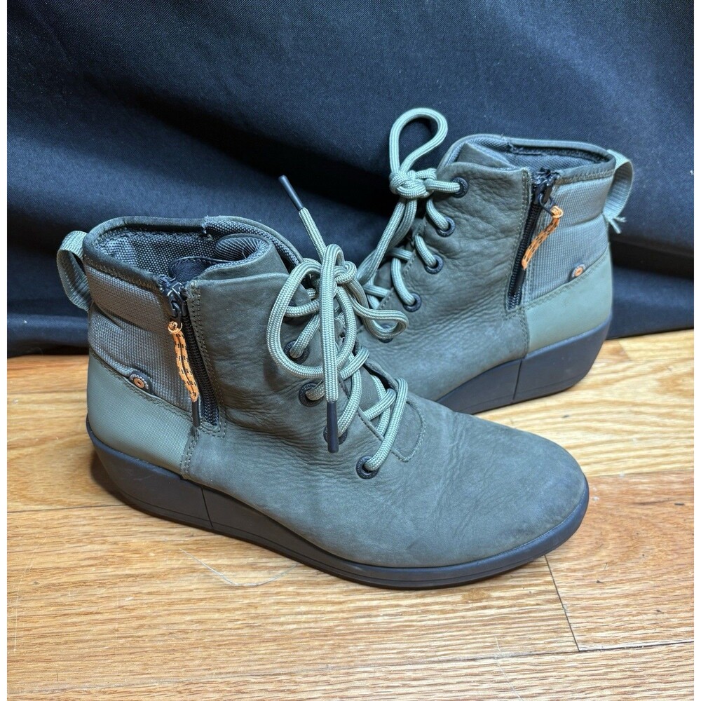 Bogs Vista Rugged Side Zip Women's Casual Boots, Olive Green Multi, Size 8 Rain